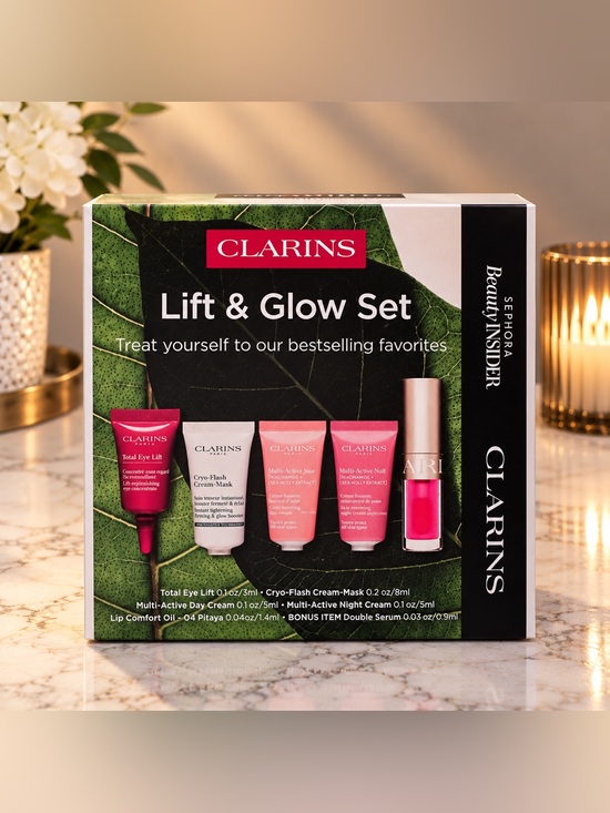 Clarins Other - Clarins Lift & Glow Set – Pink and Coral Mini Skincare & Lip